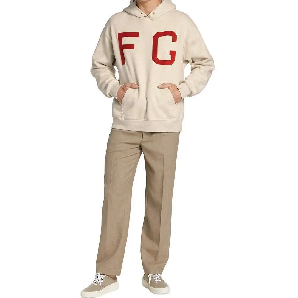 Fear Of God FG Logo Monarch Hoodie Sweatshirt - Cream Fear Of God FG Logo Monarch Hoodie Sweatshirt - Cream