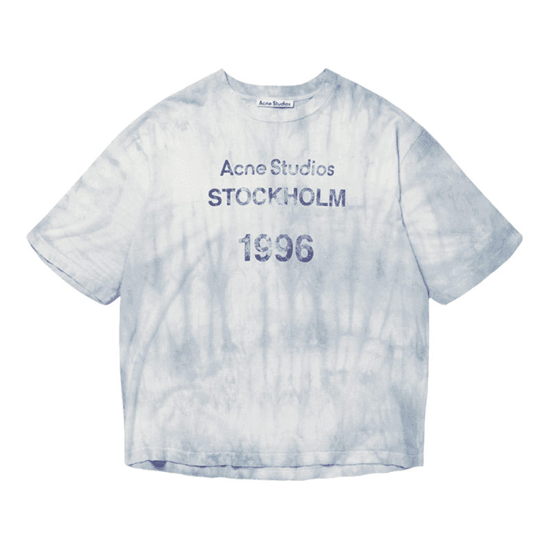 ACNE STUDIOS DISTRESSED PRINT STOCKHOLM 1996 LOGO T-SHIRT - PALE BLUE