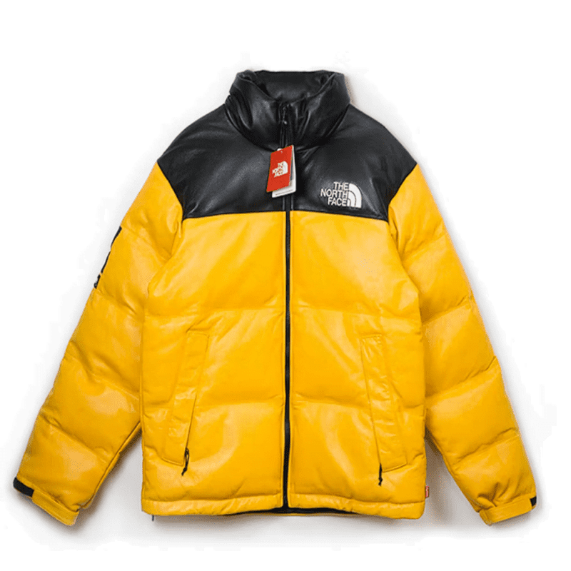 SUPREME THE NORTH FACE LEATHER NUPTSE JACKET YELLOW