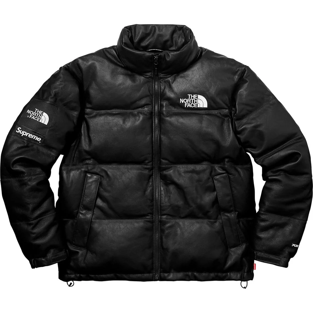SUPREME THE NORTH FACE LEATHER NUPTSE JACKET Black